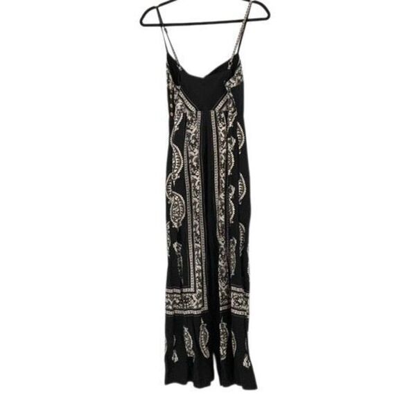 Free People Black Feel The Sun Cutout Sleeveless Linen Cropped Jumpsuit Size 6 - Picture 2 of 6